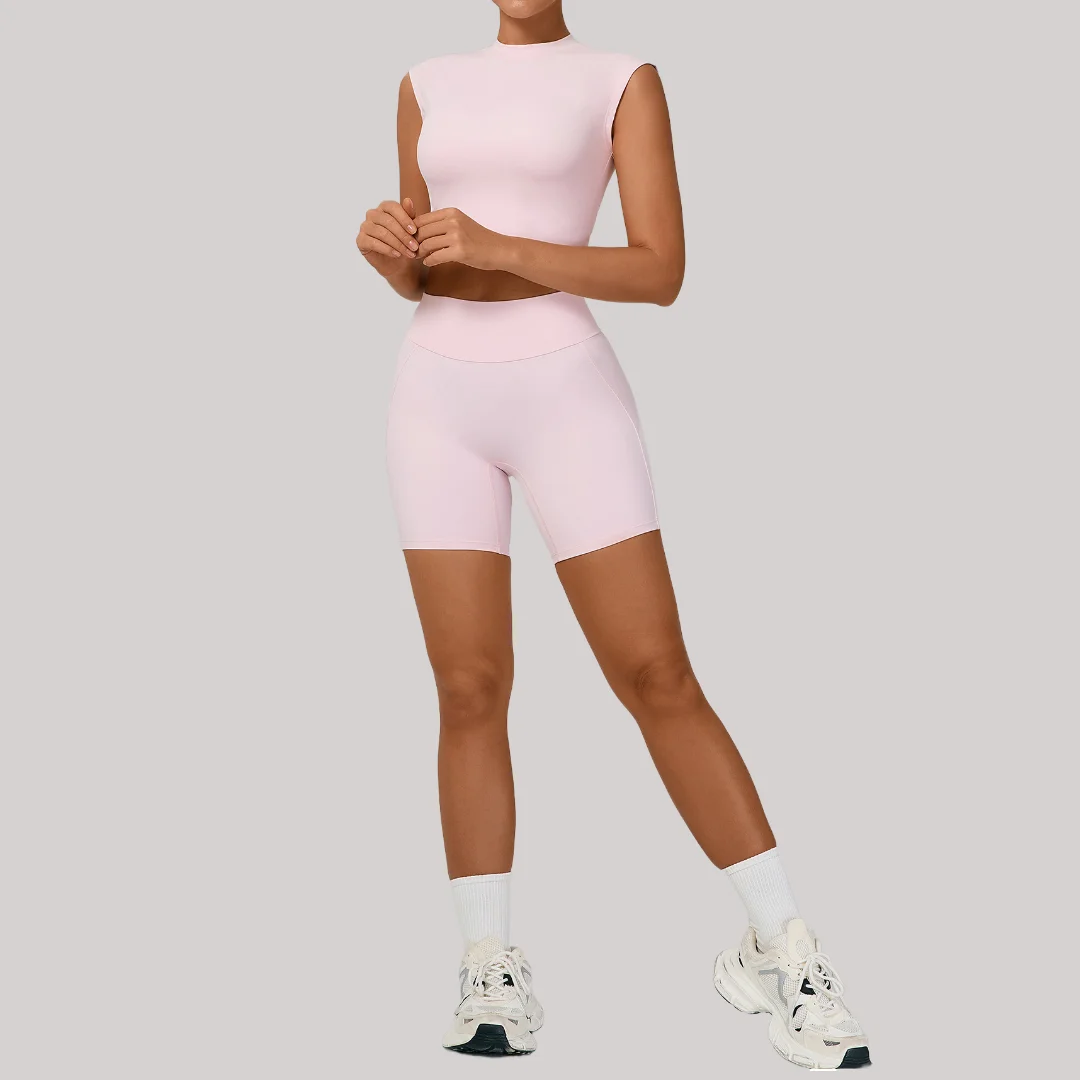 

Комплект для йоги, спортивные шорты для фитнеса с высокой талией, обтягивающие телесные дышащие шорты, футболка, костюм из 2 предметов, одежда для бега, тренировок, спортивная одежда для спортзала, женская одежда