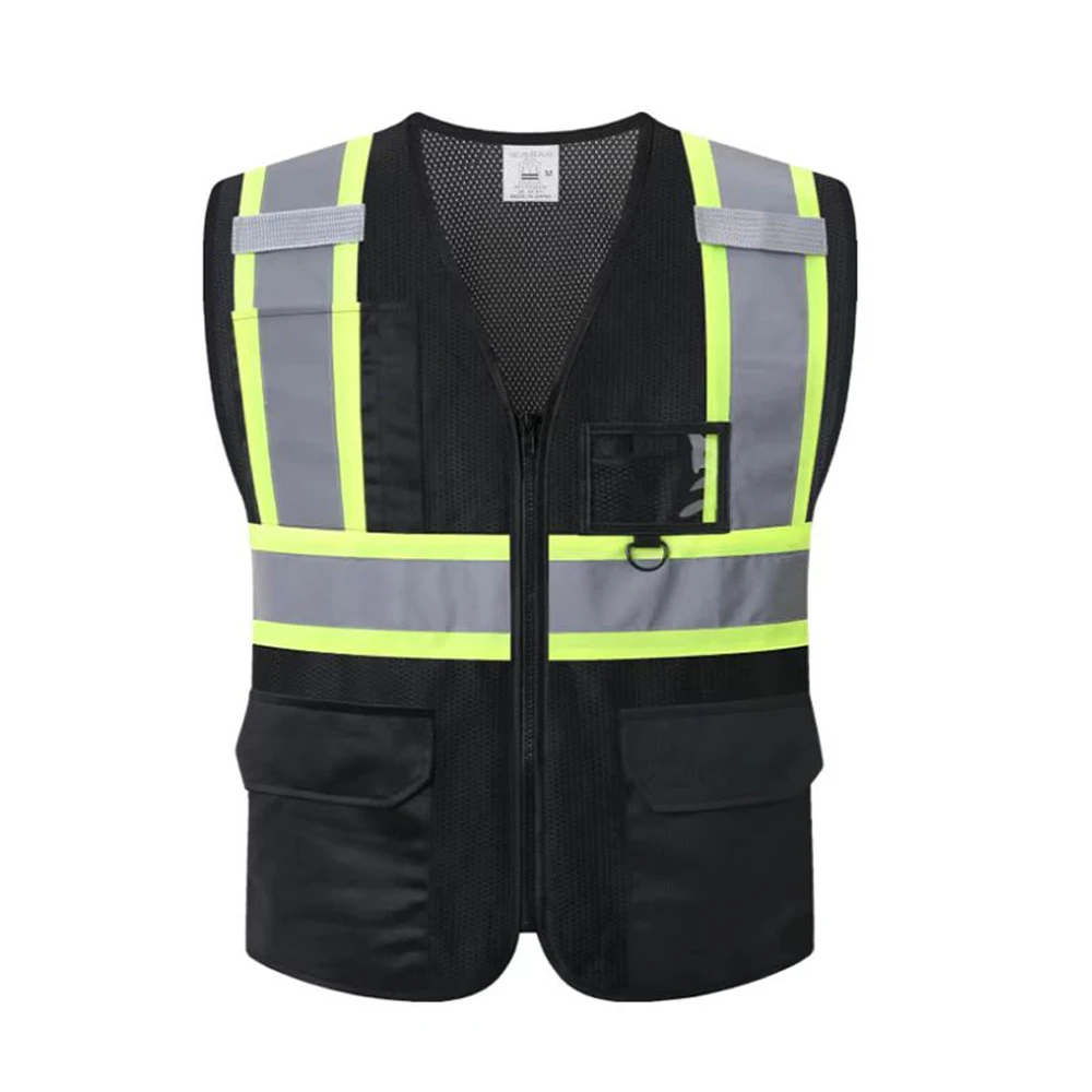 

Black Mesh Workwear Vest for Men Women Breathable Construction Site Hi Vis Vests Work Clothing Uniforms