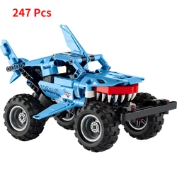 Technical Monster Jam Megalodon 42134 Building Blocks Set 2 in 1 Pull Back Shark Truck  Race Car Model Boys Toys Christmas Gifts