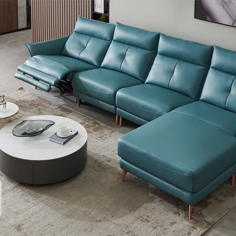 Electric function sofa living room modern simple four-person straight corner combination
