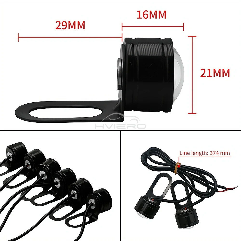 2/4Pcs Lampu Cermin Mata Elang Mobil Motor DRL Lampu Cadangan Super Terang Lampu Depan LED Lampu Sein Otomatis Lampu Rem Parkir Lampu Belakang