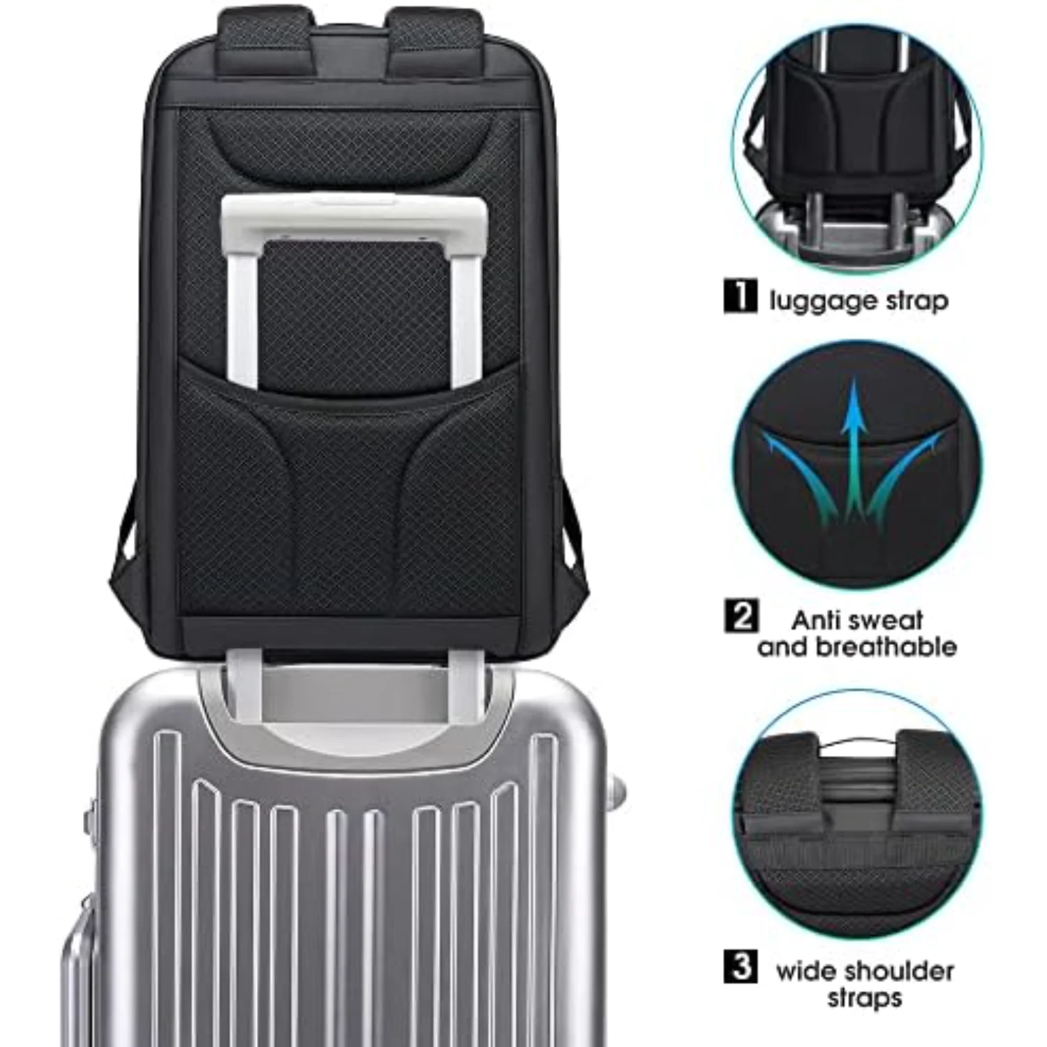 BANGE Anti Theft Laptop Backpack for Business Travel with USB Charging Port