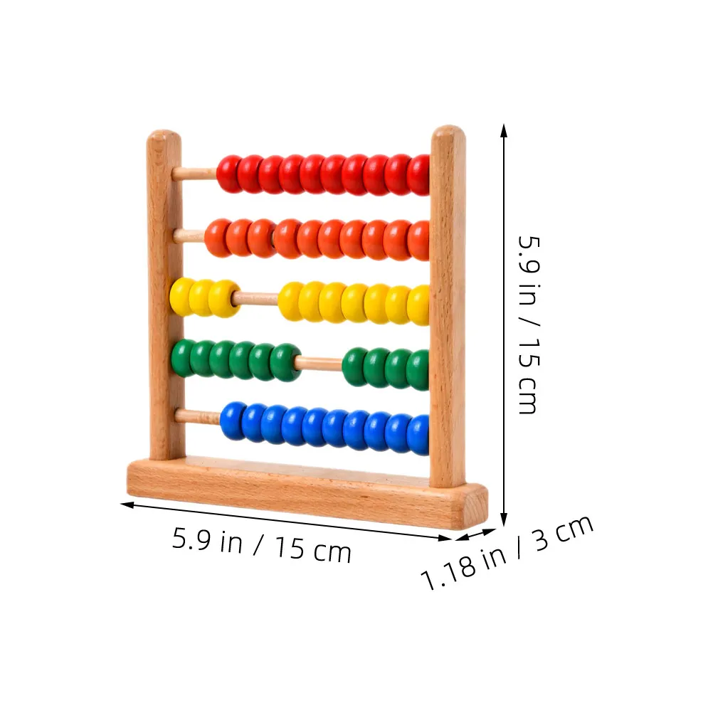 2Pcs Five-Column Wooden Abacus for Children Preschool Math Learning Calculation Tool Hand-Eye Coordination Concentration Builder