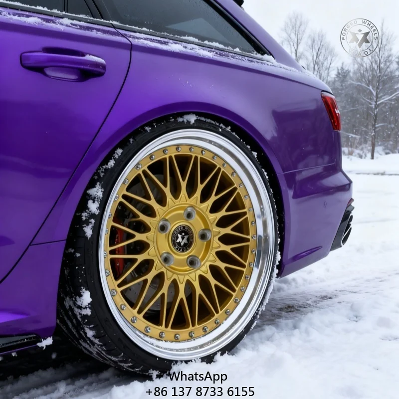 New Viaol Golden Polishing Two-Piece Forged Alloy Wheel 5x120/5x112 ET 20-50 Unique Spoke Design Durable Rim Fit