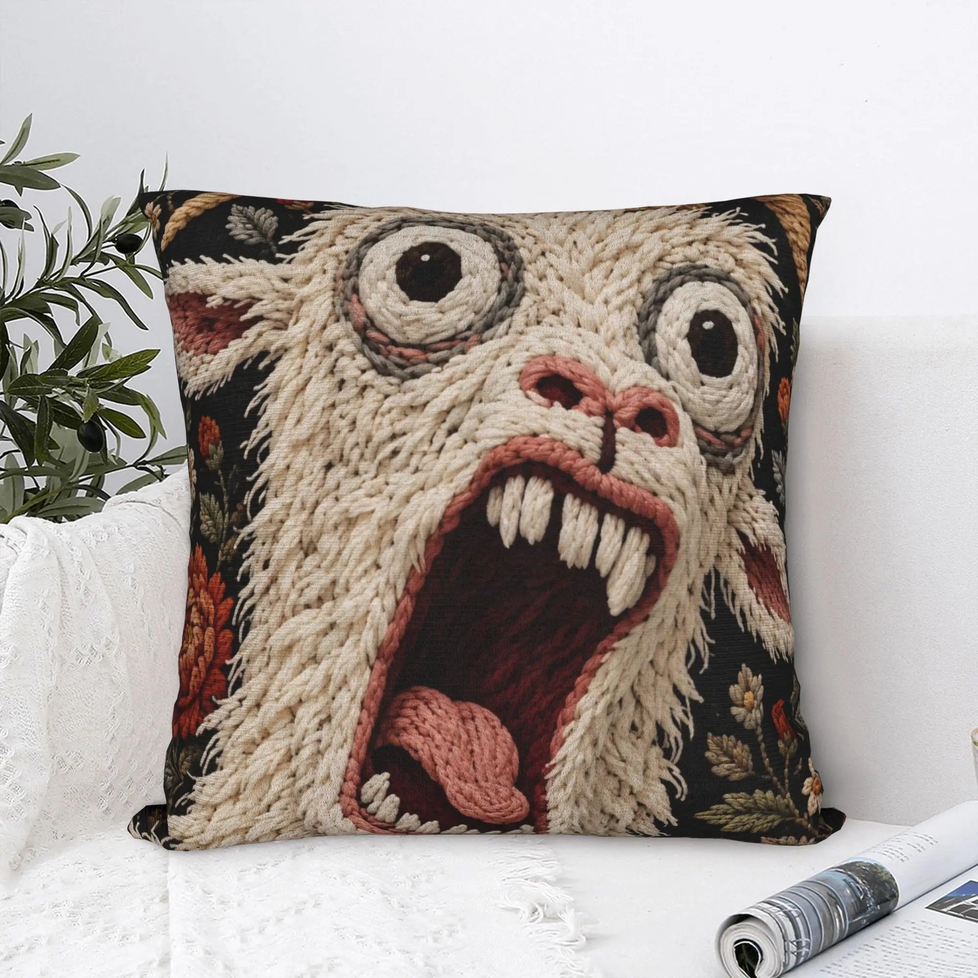 Screaming Goat Funny Animal Floral Pillowcase Soft Polyester Cushion Cover Decorations Farmhouse Pillow Case Cover Home Square