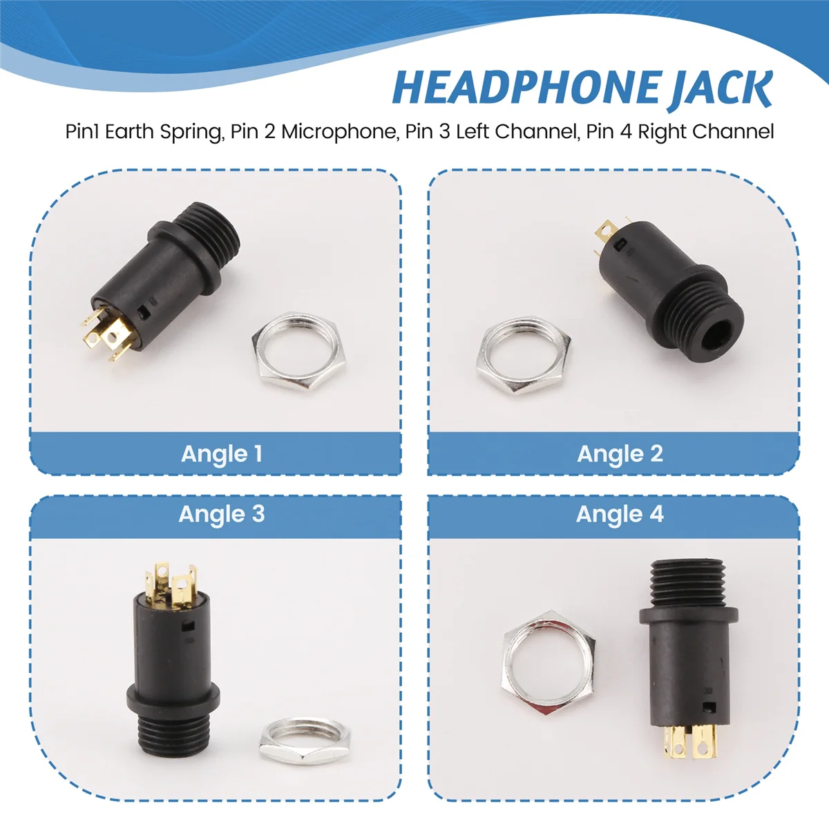 BISM 10 шт. 3,5 мм мини-стерео гнездо для наушников с креплением на панели, припой, черный, 4 провода