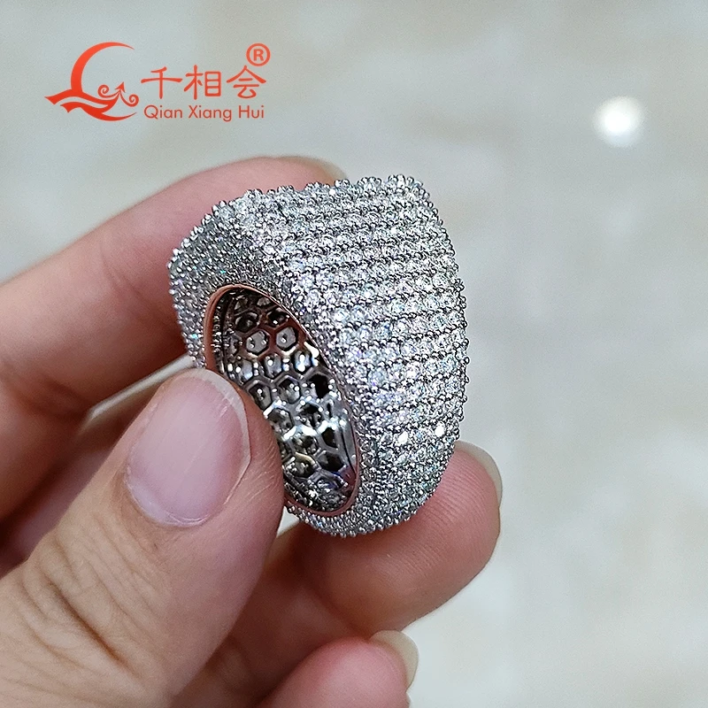 Imagem -04 - Moissanite Square Shape Ring para Homens e Mulheres Cor Prata Branco Full Melee Tamanho Grande Presente de Casamento Estilo Luxo S925 d 20 mm