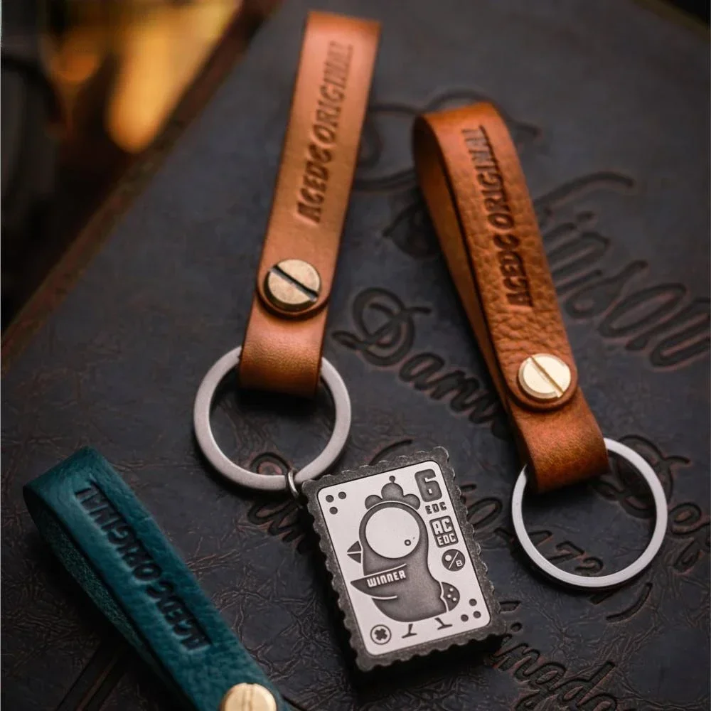 ACEDC EDC ACEDC Ordinary Key Tool ACEDC Top Layer Cowhide Keychain ACEDC Leather Keychain Diy ACEDC Cowhide Keychain