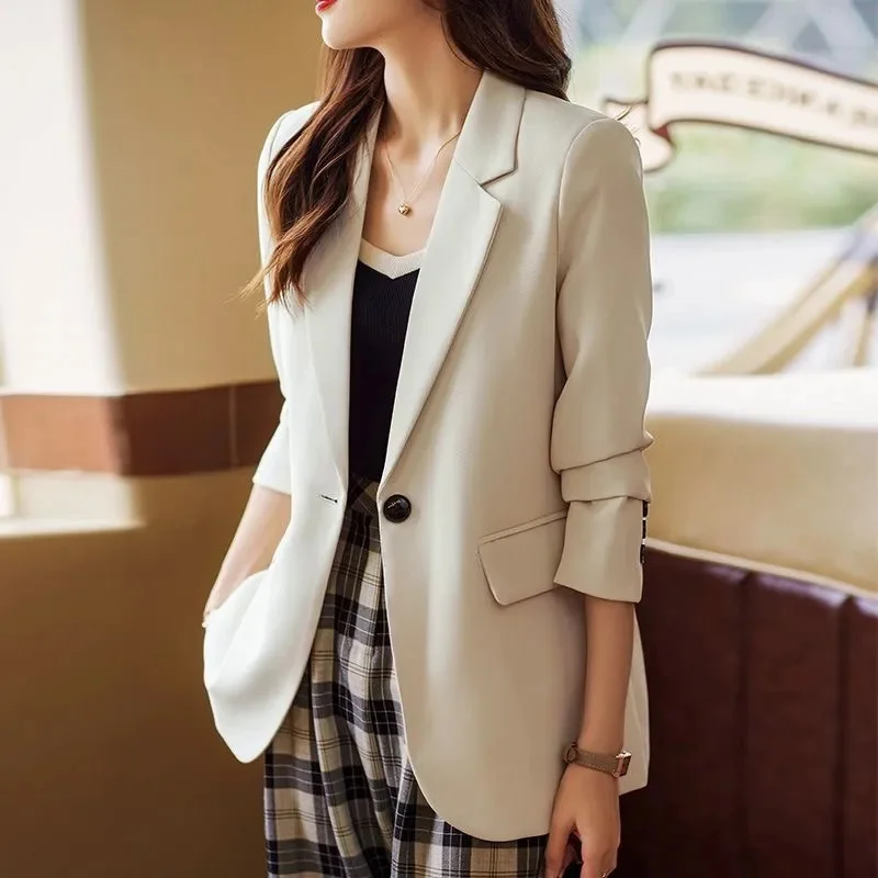 

Women's Blazer 2025 Long Sleeve Blazers Pockets Jackets Coat Slim Office Lady Jacket Female Tops Suit Blazer Femme Jackets