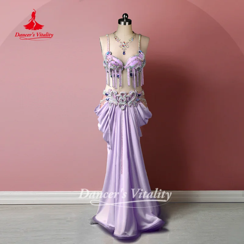 Belly Dance Set Customization Exquisite Pearl AB Stones Performance Costume Dancer Competition Dancewear Dancer's Vitality