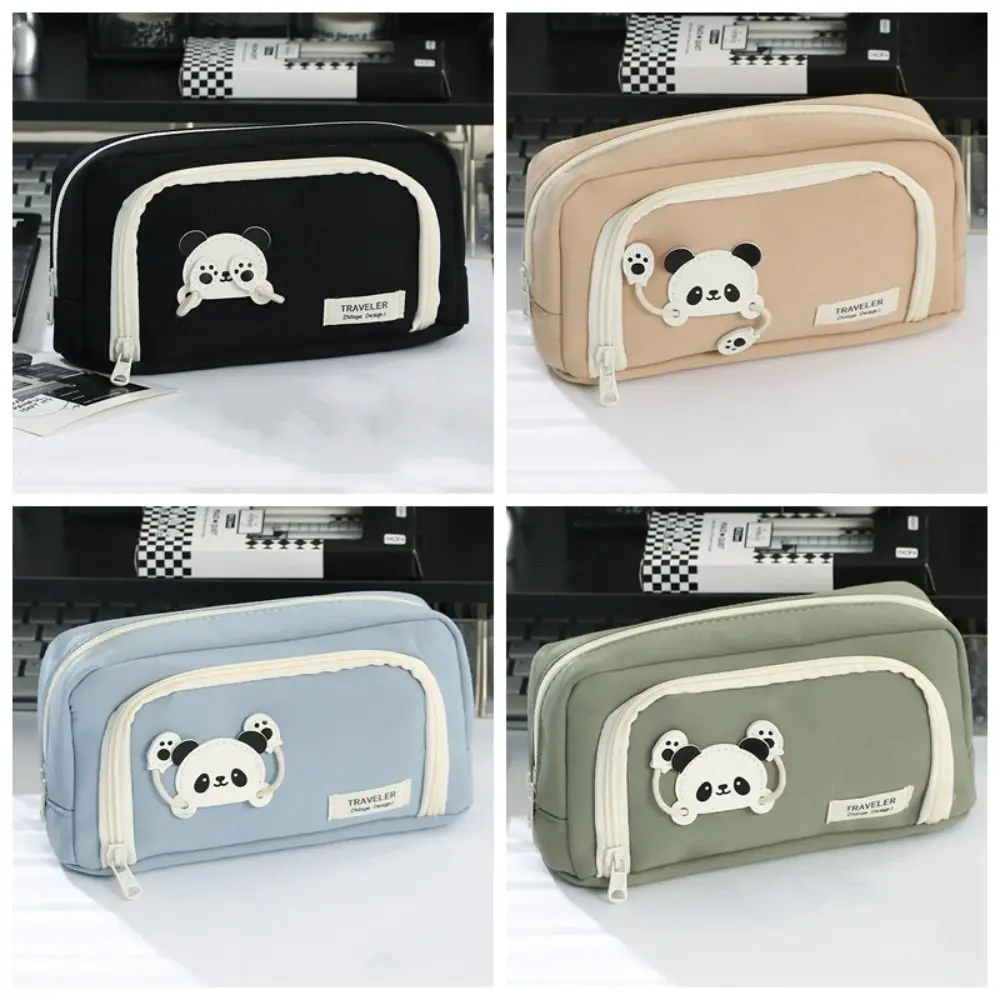 Desktop Storage Aesthetic Pencil Bag Large Capacity Aesthetic Pencil Box Creative Dancing Panda Pen Case Organizer Office