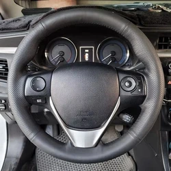 Car Steering Wheel Cover Black Perforated Microfiber Leather For Toyota E'Z RAV4 Auris 2013 2014 Corolla iM 2017 Scion iM 2016