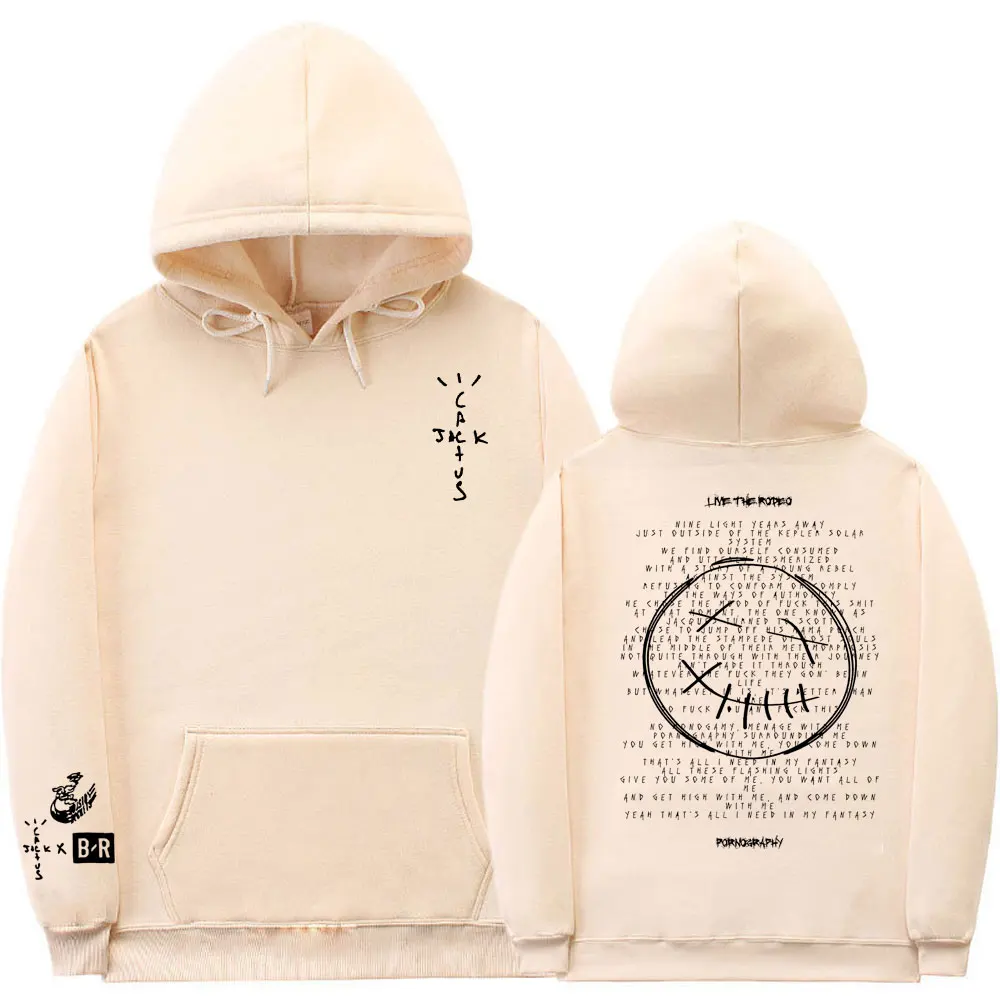 Cactus Jack Double Sided Logo Print Hoodie Male Fleece Hoodies Men Women Oversized Hip Hop Style Sweatshirt Hood Pullover