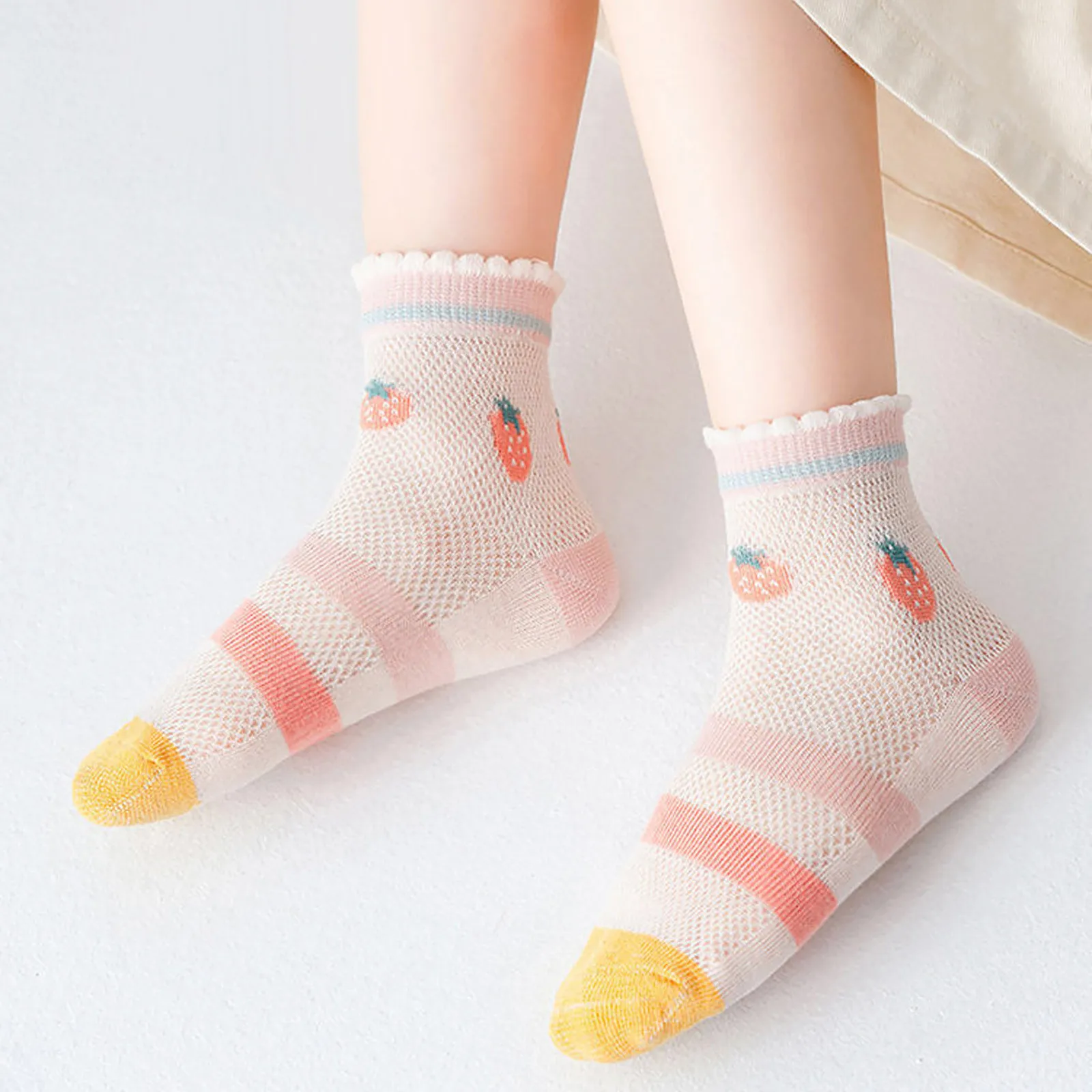 

5 Pairs/Lot Kids Soft Mesh Cotton Socks Korean Cute Love Heart Flower Print Baby Girl Socks Autumn Warm Children GirlsTube Socks