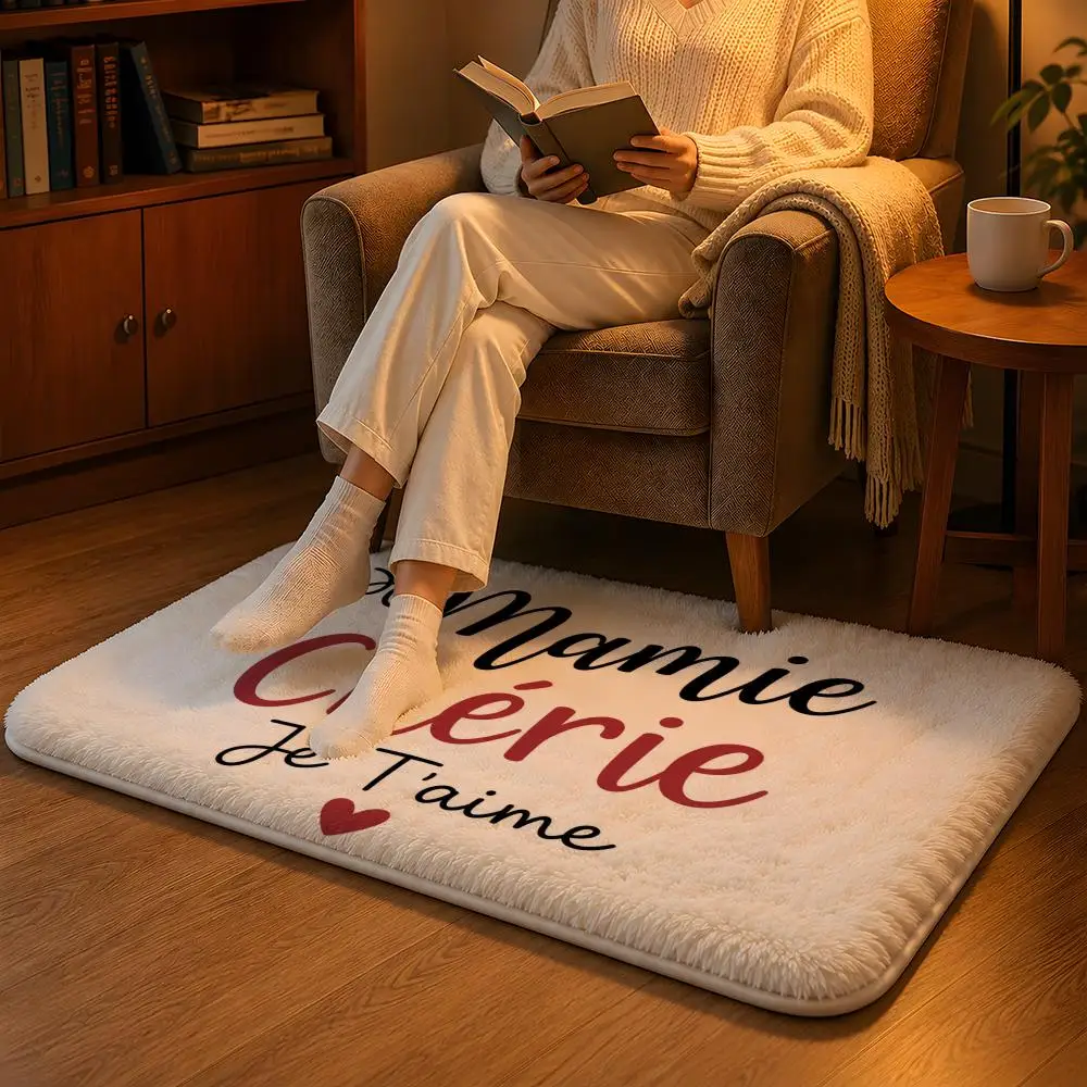 Mamie Love Notes Floor Mat Soft Flannel Non-Slip Rug Washable Floor Mat for Living Room Bedroom Home Decor