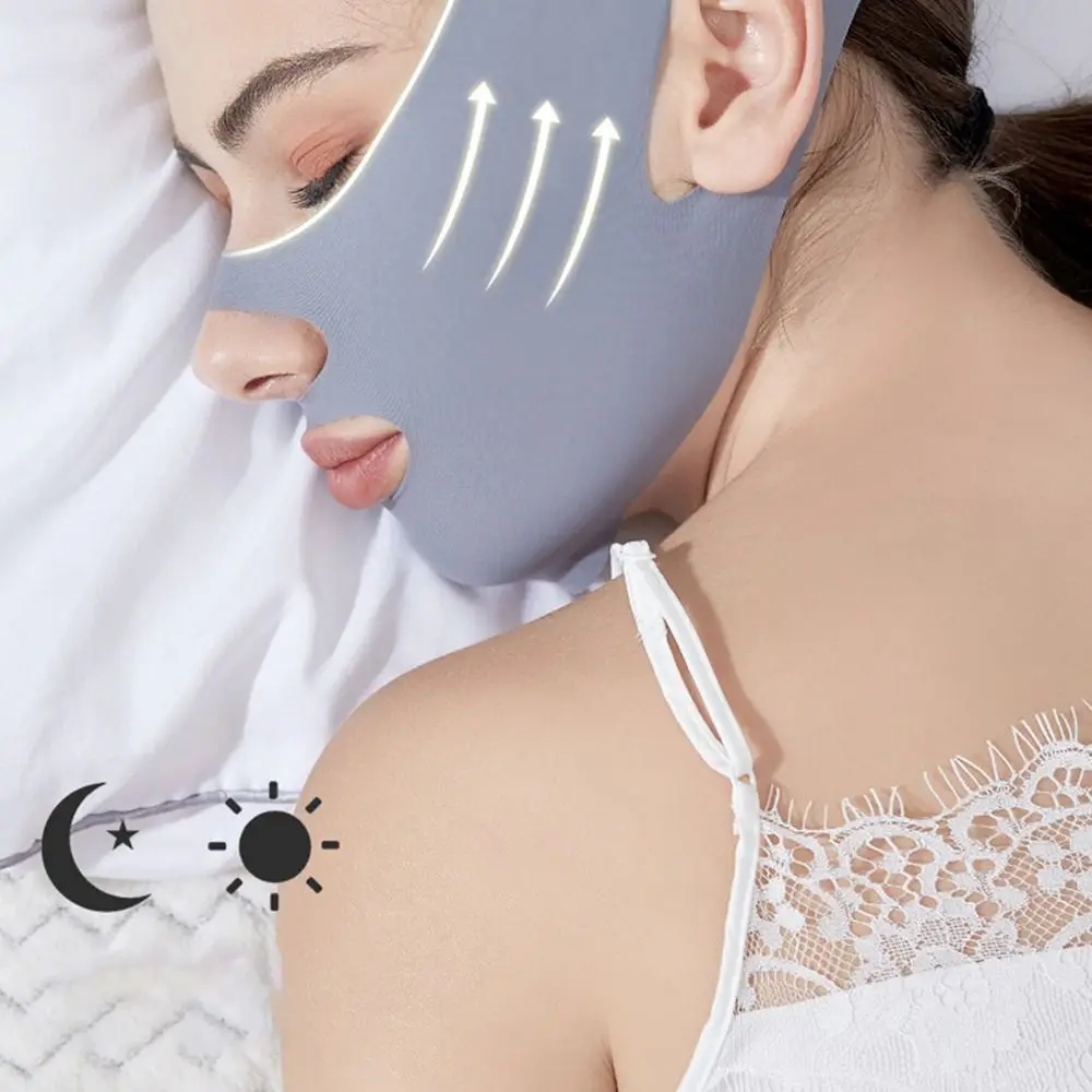 Masque de sommeil sculptant le visage réglable, sangle amincissante élastique, ligne en V, masque saillant, respirant, soins de la peau, masque liftant et raffermissant