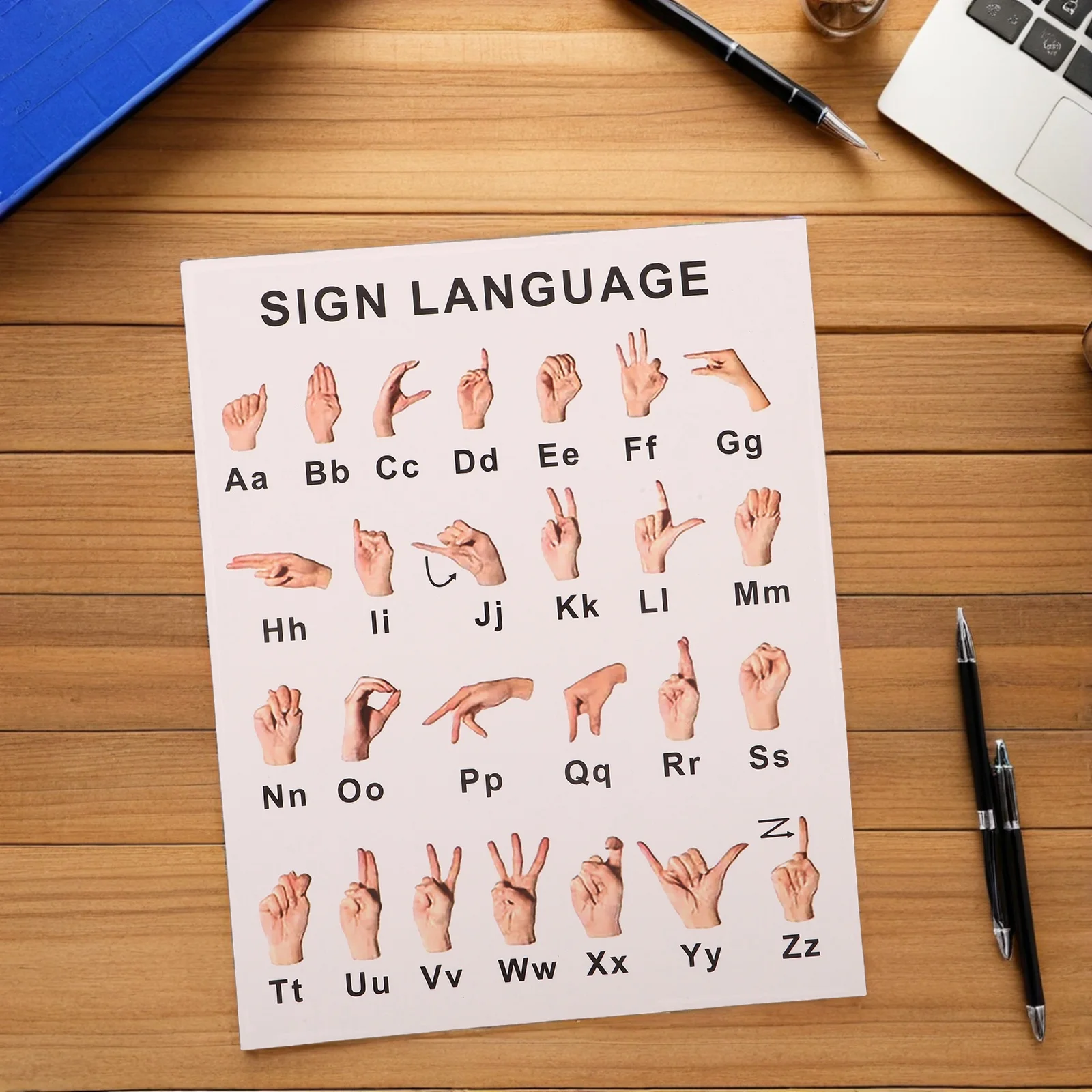 6 قطعة ملصقات تعلم علامة اليد مخططات الأبجدية Asl الكاملة لفن الحائط التعليمي عالي الوضوح المقاوم للبهتان #5