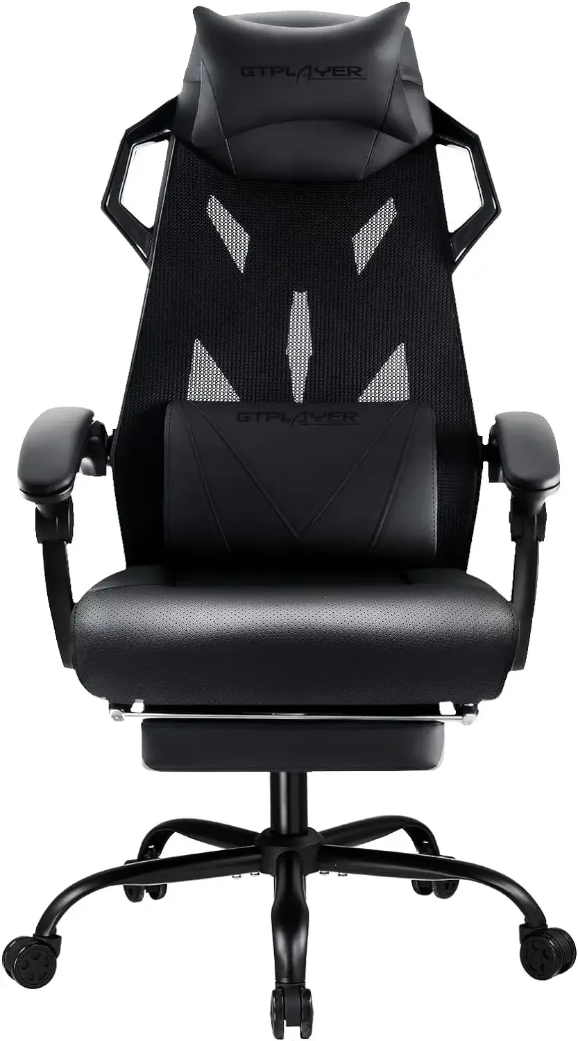 

A Gaming Chair, Computer Chair with Mesh Back, Ergonomic Gaming Chair with Footrest, Reclining Gamer Chair (Black)