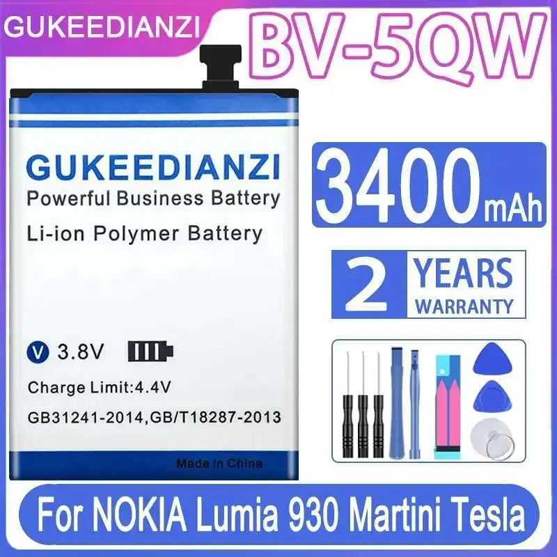 

BV-5QW Стабильный аккумулятор емкостью 3400 мАч для мобильного телефона Nokia Lumia 930 Martini Tesla