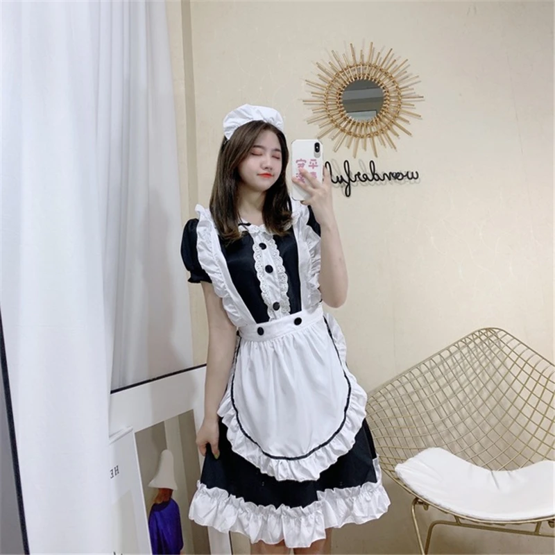 Lolita maid cosplay traje babydoll vestido uniforme erótico role play bonito ao vivo mostrar feminino lingerie maid cos ternos senhoras outfit