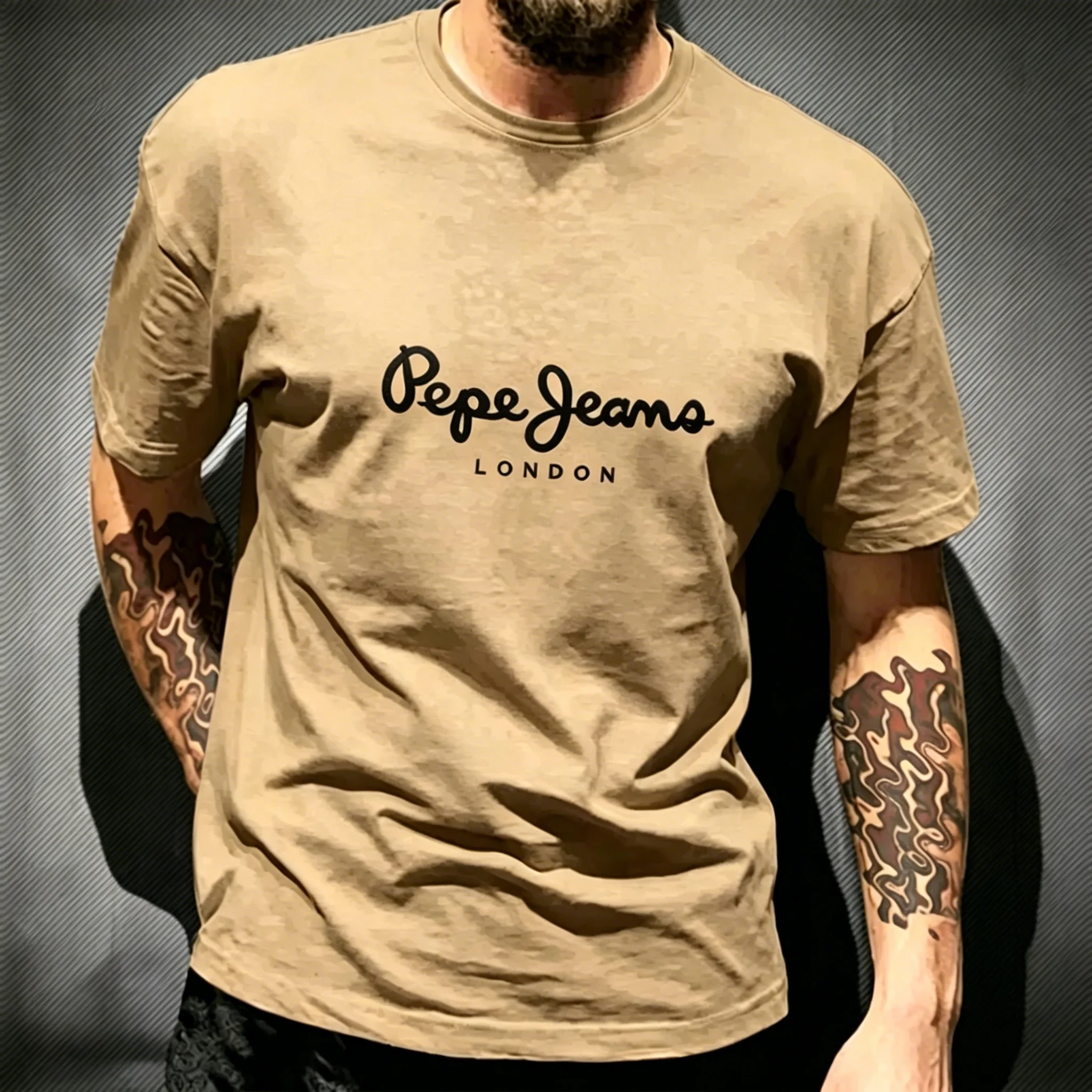 Pepe Jeans London Grafik-T-Shirt für Herren, Schwarz, lässig, Rundhalsausschnitt, kurze Ärmel, Streetwear, Baumwolle, Alltags-Top – Detail 17