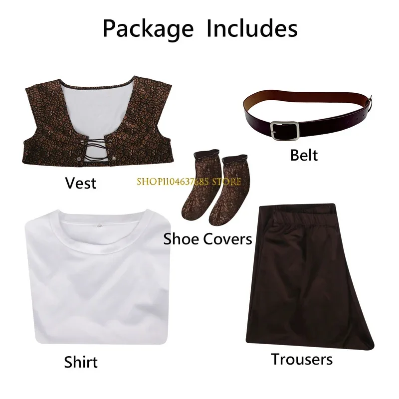 Shrek Cosplay Costume Mens Costume Shirt Vest Pants Full Set Halloween Outfit