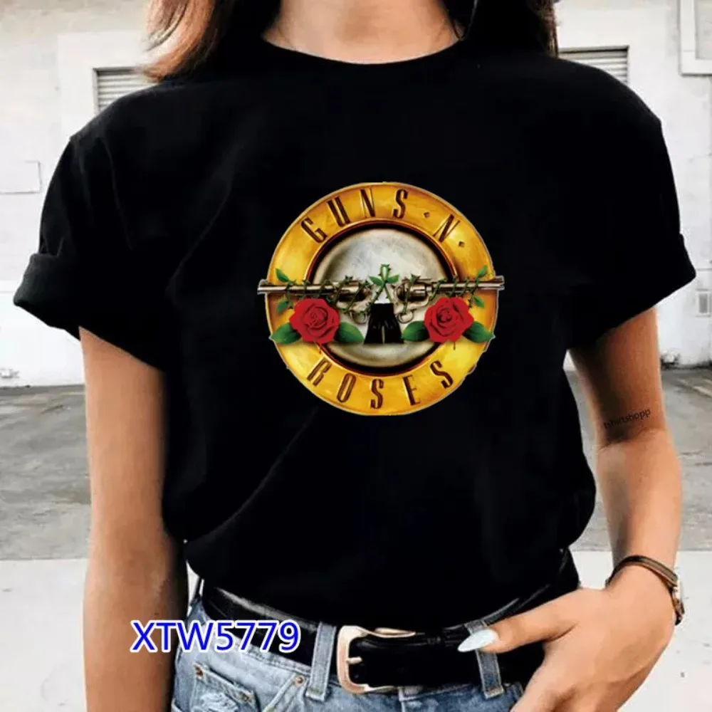 GUNS and Roses Rockband T-Shirt Damen Print Streetwear T-Shirt weiblich Punk Mode Harajuku Kawaii T-Shirt Y2K Kleidung ﻿ – Detail 5