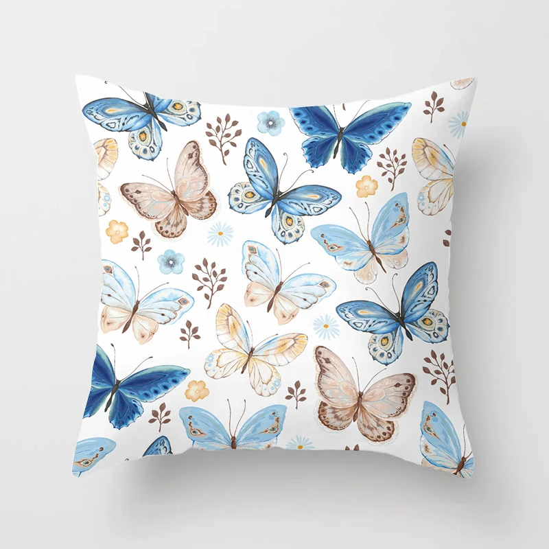 Home Decor Floral Butterfly Pattern Printed Pillowcase Cushion Cover Polyester Throw Pillow Sofa  funda de almohada