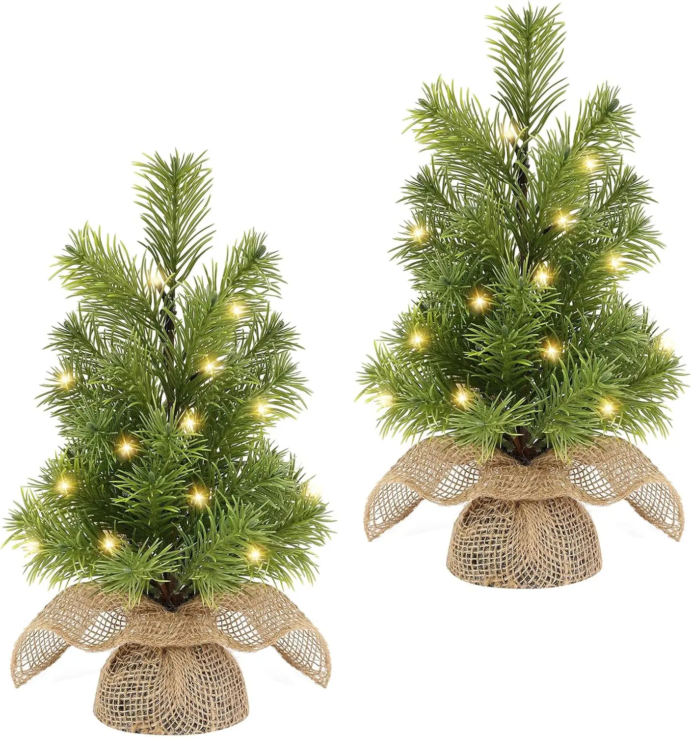 

13 Inch Mini Pre-lit Christmas Tree with Lights, 2 Pack Battery Operated Trees for Tabletop, Desk, Indoor Use