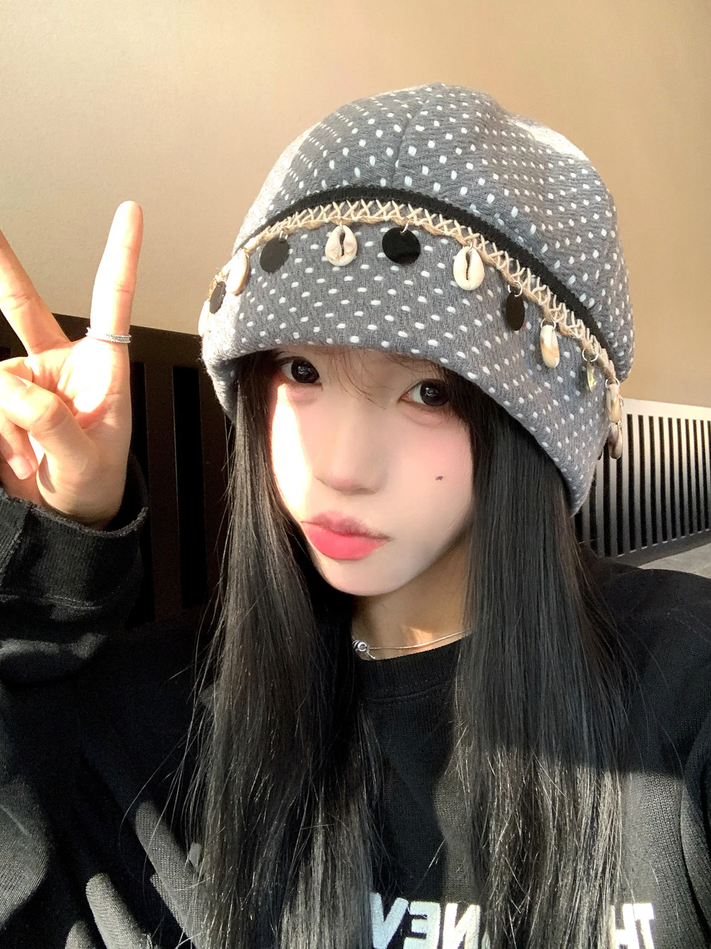 Bohemian  Bag Headband Women's Versatile Atmosphere Large Circumference Face Slimming Overhead Hat Casual Style