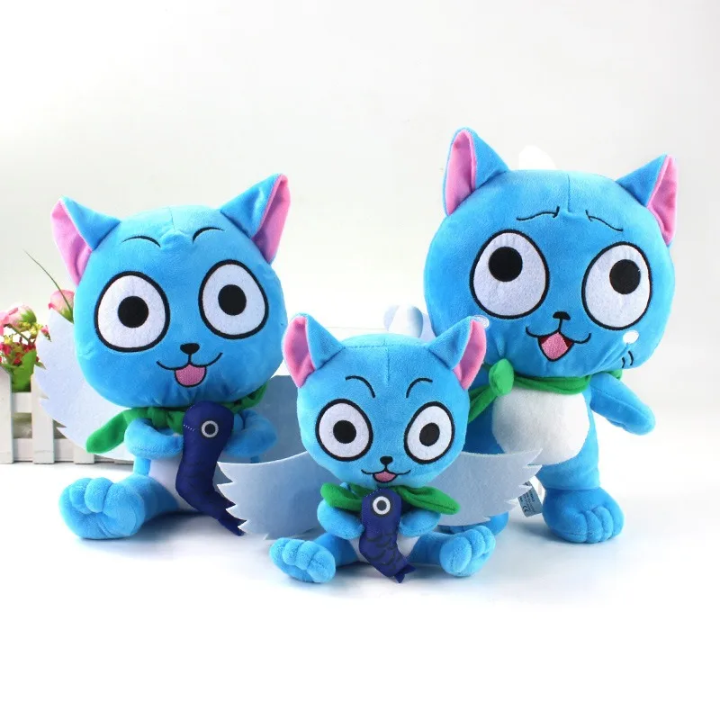 Fairy Tail Harpy Holding Fish, muñeco de peluche de gato de Natsu, juguete de gato de peluche Harpy, muñeco de trapo de dibujos animados, regalo de cumpleaños para amigos