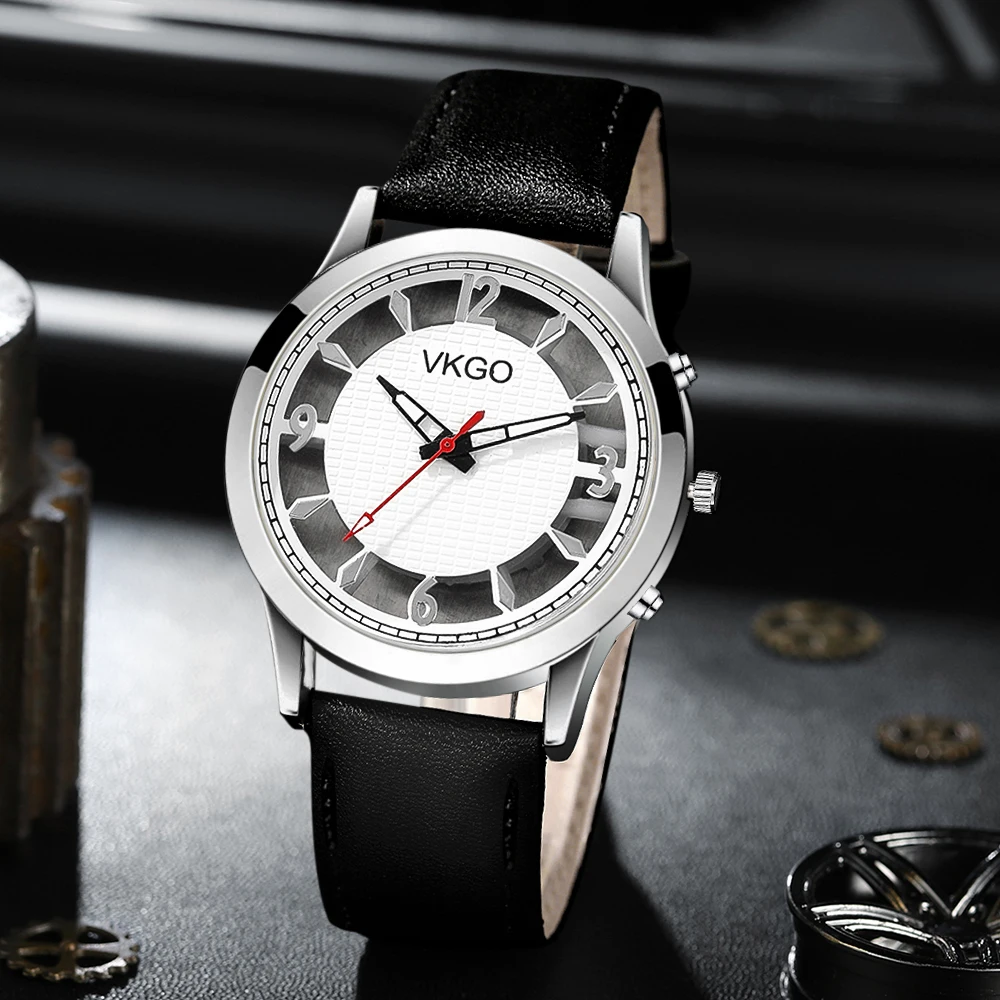 Men's Fashion Watch, Business Style, Alloy Box, Quartz Movement Leather, Non-Rechargeable Coin Battery, Ideal Holiday Gift and F