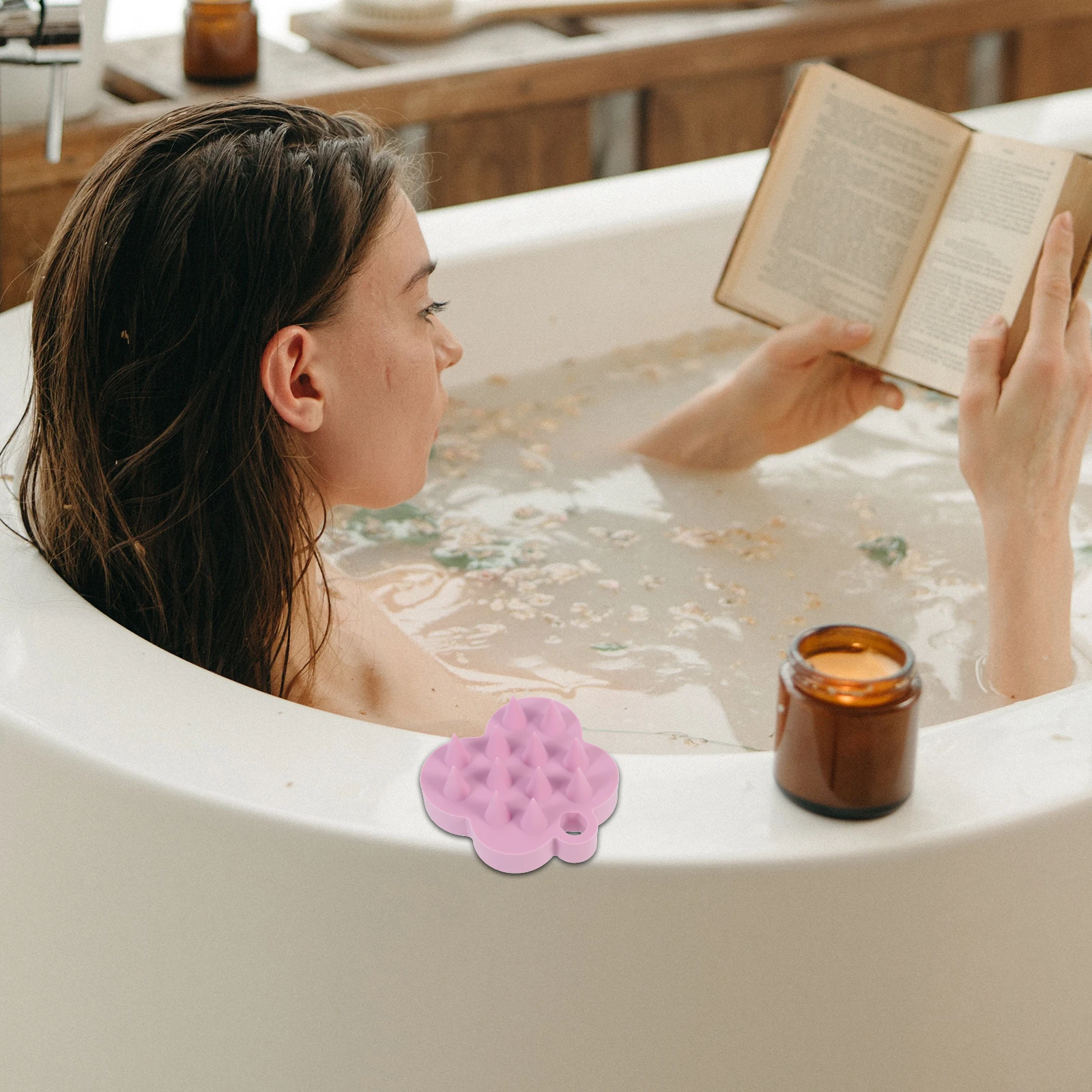 

Silicone Shampoo Brush Scalp Massager Pink Soft Hair Scrubber Washing Shower Exfoliation Deep Treatment Circulation Dandruff