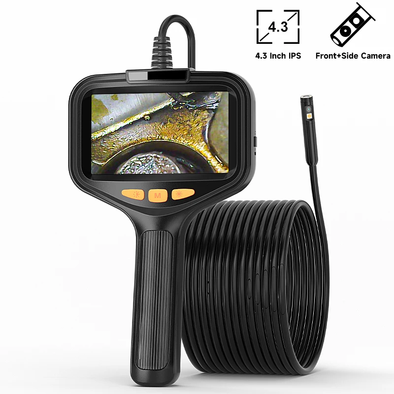2-100M Hand-held Endoscope 8mm Single&Dual Camera with 4.3'' Screen Split Design IP67 Borescope Inspection Camera for Car&Sewer