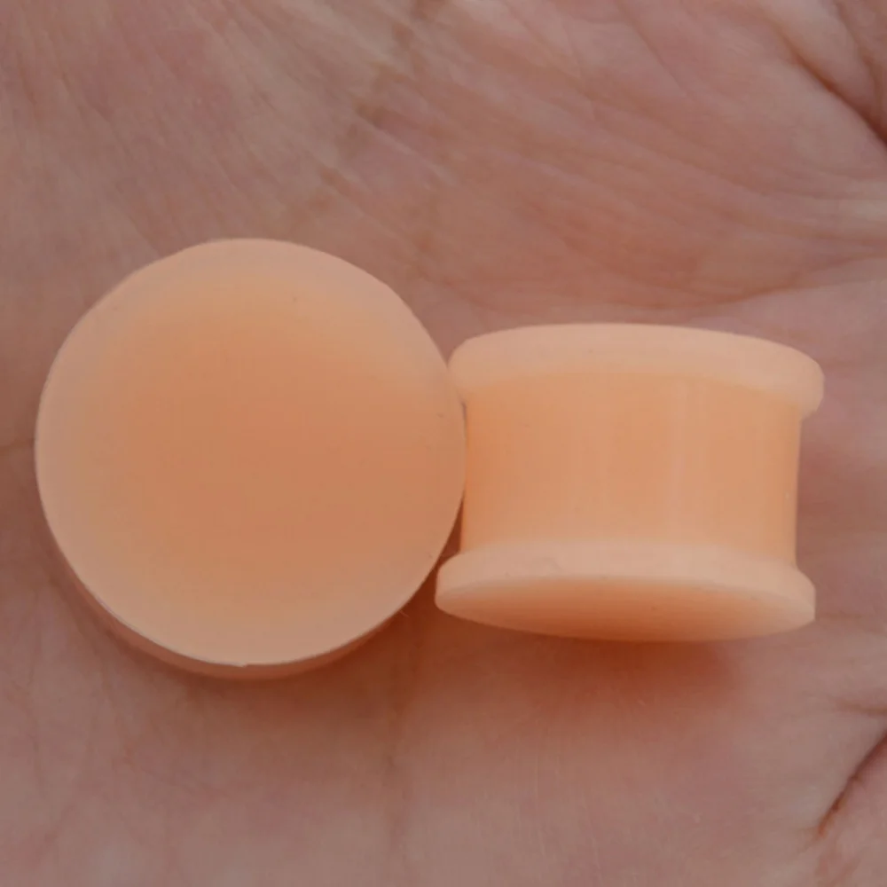 2Pcs Skin Tone Silicone Ear Plugs Double Flared Ear Gauges Flexible Ear Stretcher Body Piercing Jewelry 3mm-25mm For Women Men