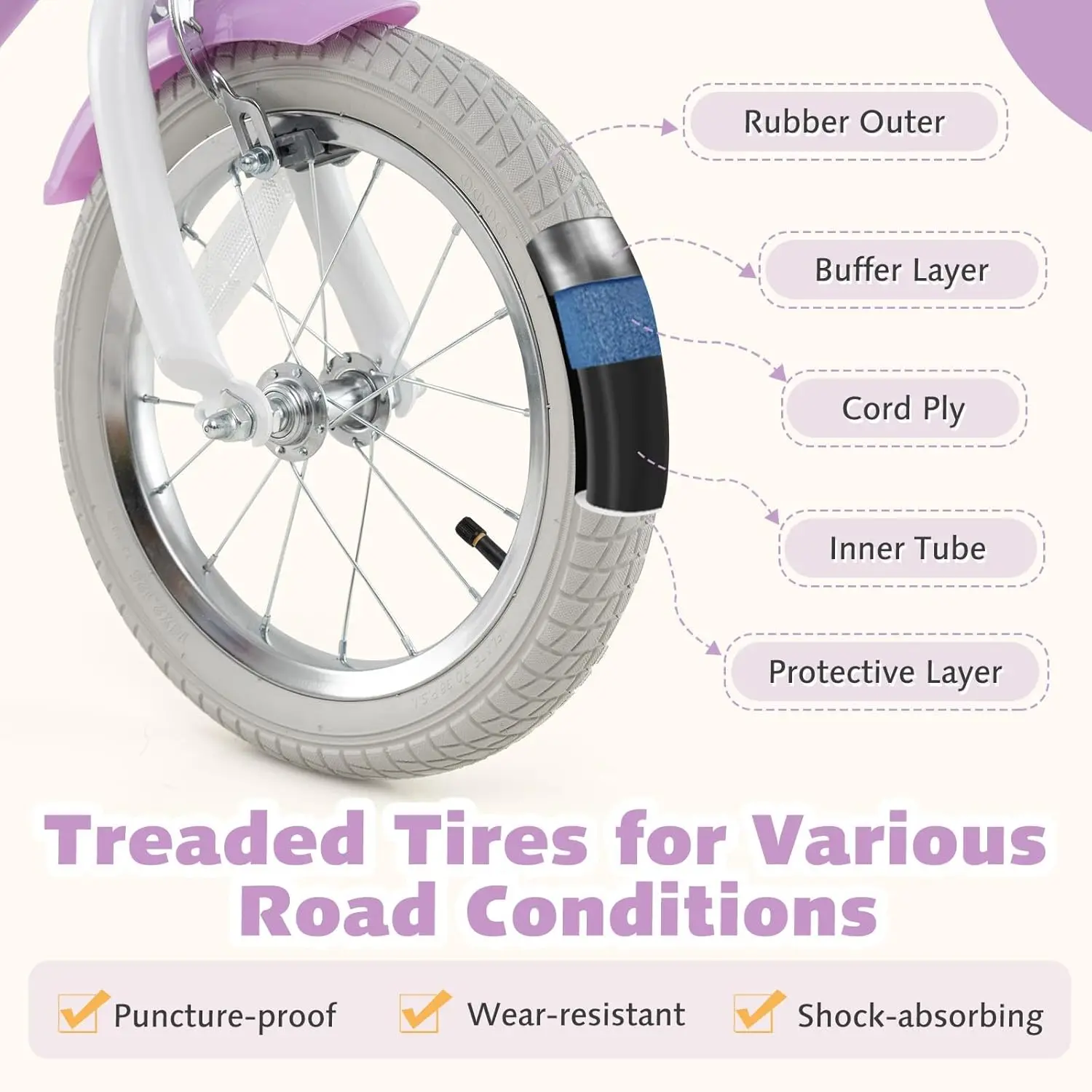 Rower dziecięcy, 12 14 16 18 cali, rower dla dziewczynki z kołami pomocniczymi, siedziskiem dla lalki, wstążkami, hamulcem ręcznym i hamulcem nożnym, w pełni zakryty łańcuch.