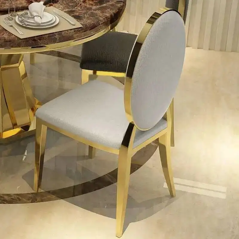 

gold Nordic Light Dining Luxury Stainless Steel Chair For Kitchen Furniture Hotel Metal Dining Chair Living Room Bcak Chair Z