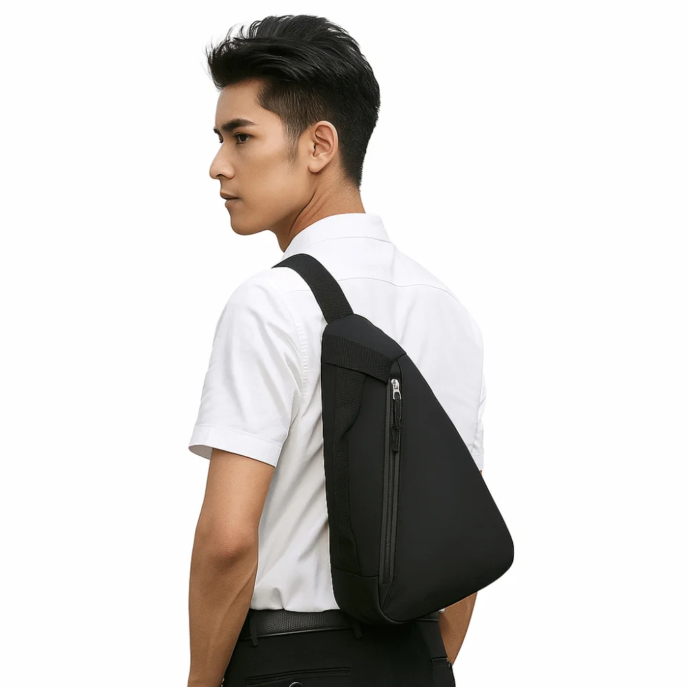 حقيبة صدر نسائية على شكل قطرة بسحاب بلون سادة حقيبة كتف رياضية ذات سعة كبيرة متعددة الوظائف من النايلون حقيبة كروس للسفر