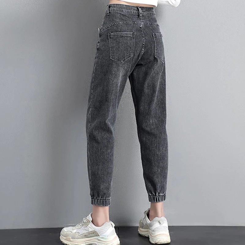 High Waist Harem Jeans Pants New Casual Denim Pants Ladies Office Work Ankle-Length Pants Loose Mom Pants