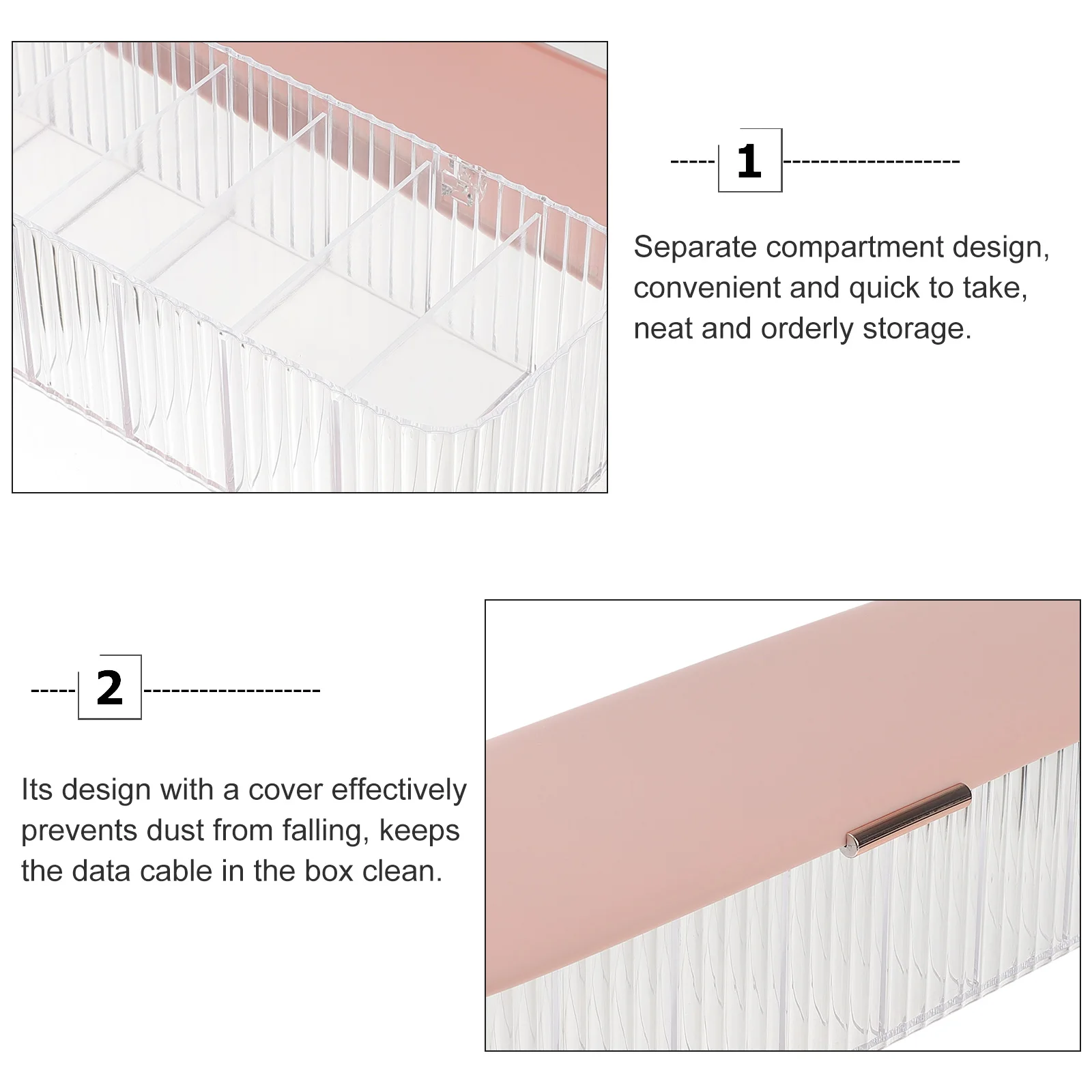 

Cord Storage Organizer Multi-Grid Cable Organizer Box Dustproof Waterproof for Office Table Living Room Quick Access
