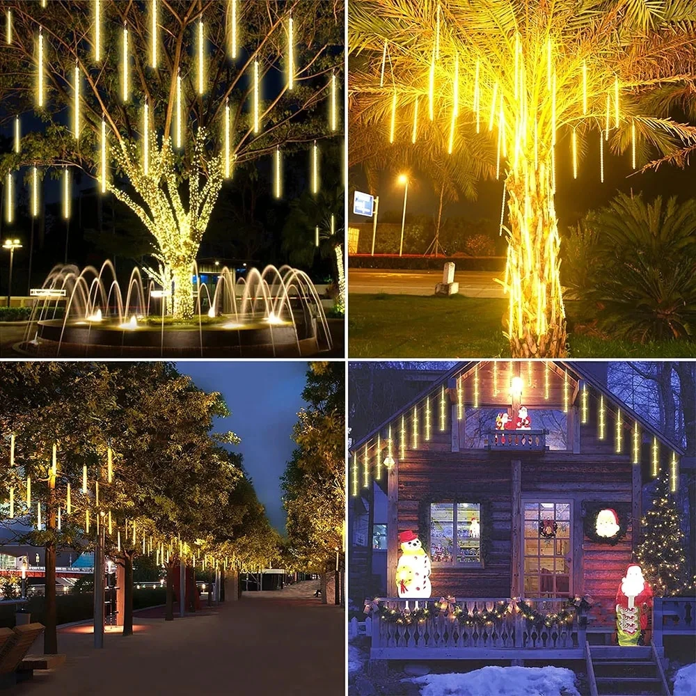 Imagem -04 - Led Meteor Shower Rain Lights Falling Fairy String Lights Outdoor Indoor Home Wedding Party Holiday Christmas