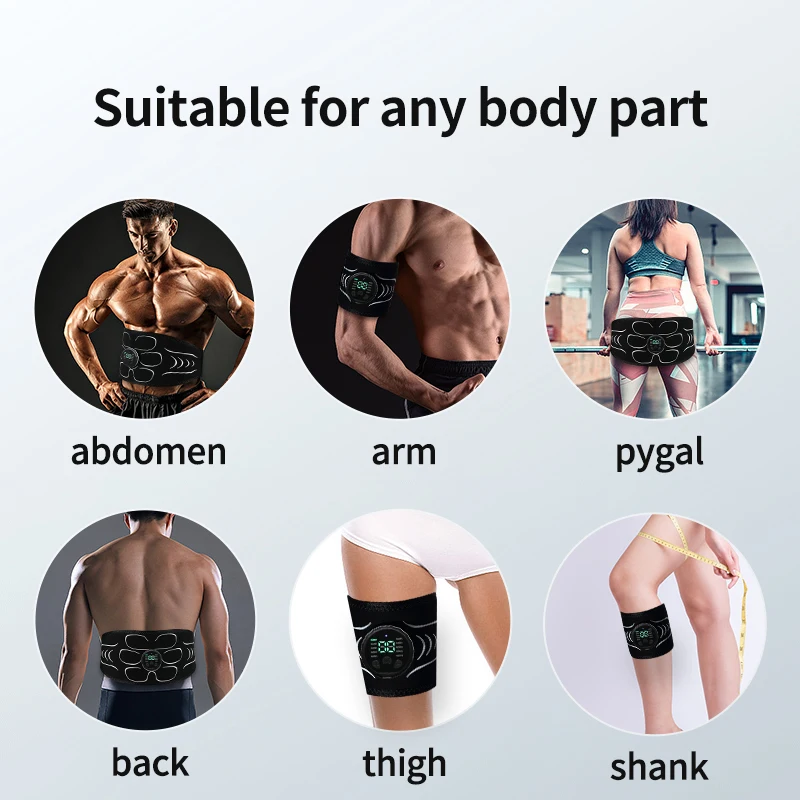 EMS Muscle Stimulator Abs Trainer Abdominal Muscle Toner Electronic Toning Belts Fitness Massage Slimming Device USB Recharge