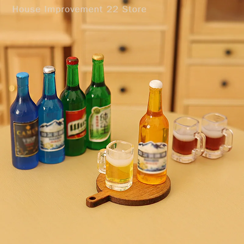 1set Cute Miniature Beer Glass Resin Small Cups Dollhouse Model Simulation Mini Beer Cup Toys Micro Landscape