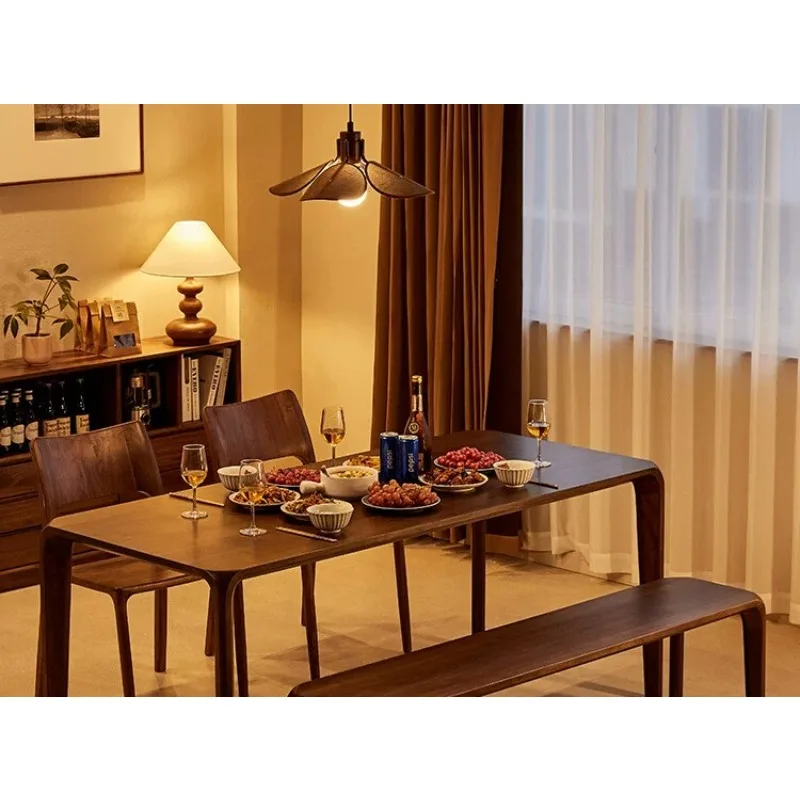 Retro style dining table household log tenon and mortise moon table