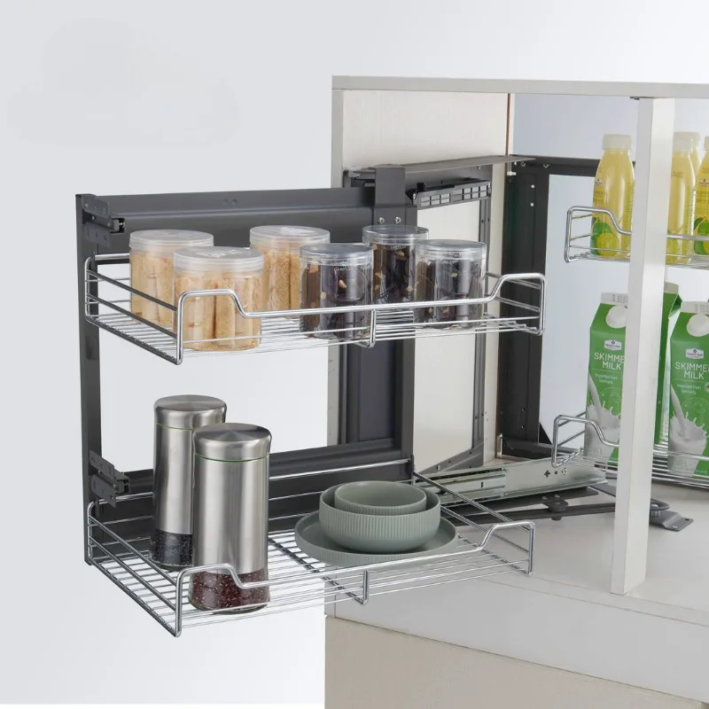 Kitchen Accessories Kitchen Magic Corner Basket Cabinet Pull Out Basket Storage Pots and Pans Wire Basket