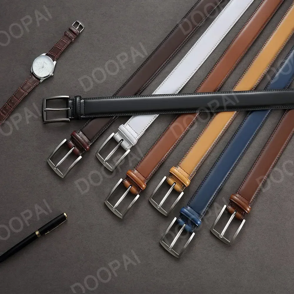 2023 New Men Belts High Quality Genuine Leather LONG Large Pin Buckle Metal Automatic Buckle Male Belts Strap Male