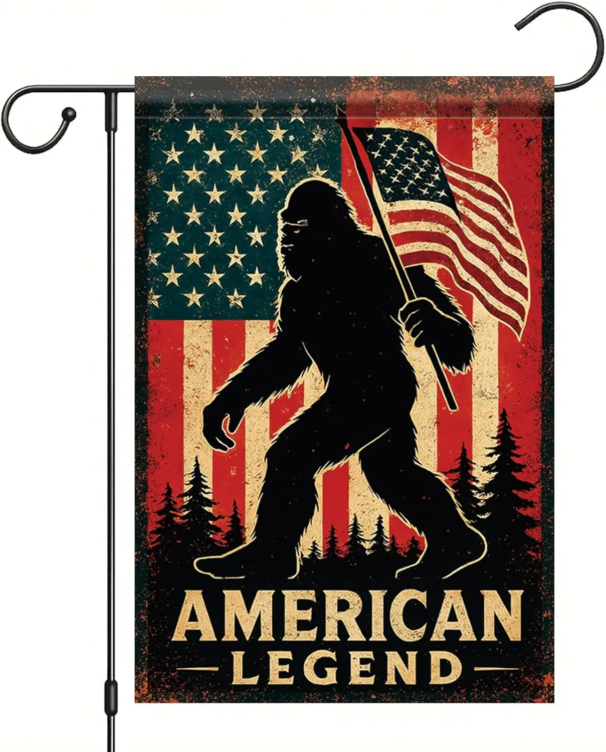 Patriotic Bigfoot Garden Flag 12x18 Inch Double Sided Sasquatch American Flag Yard Decoration for 4th of July Memorial Day V PPM