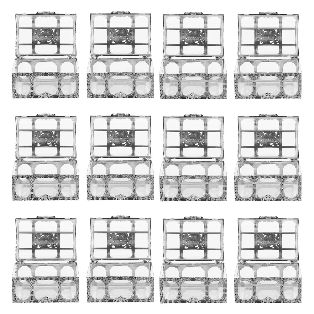 

12Pcs Wedding Candy Boxes Fancy Treasure Chest Style Favor Packaging Sturdy Plastic for Party Favors Jewelry Trinkets Home Decor