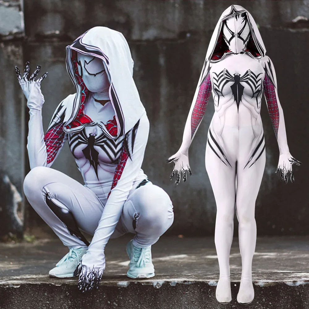 Venom Gwen Stacy Costume Cosplay 3D Printed Spandex Zentai Suits Halloween disfraces para Bodysuit Zentai Cosplay Costume Gwen