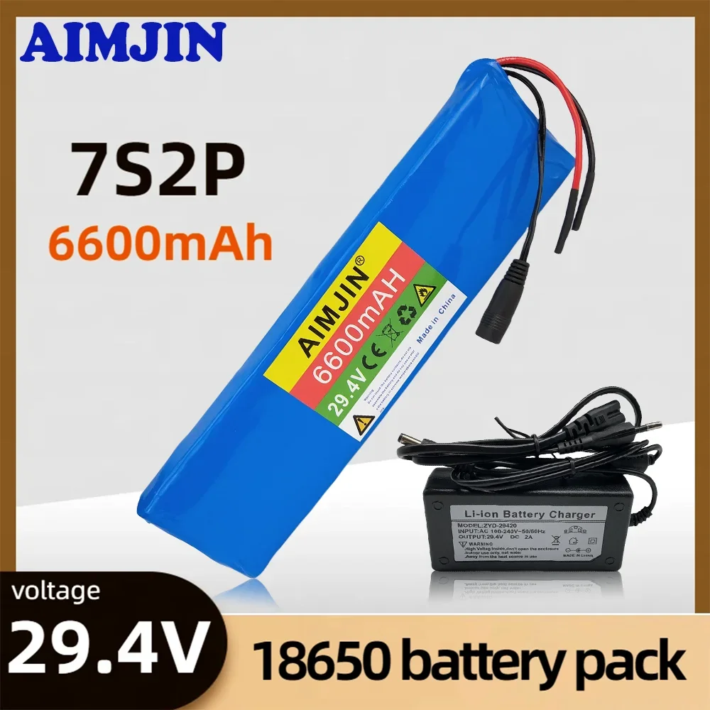 

29.4V 7s2p 18650 Battery Li-ion Battery Pack, 6600mAh Rechargeable Battery Built-in BMS，with charger